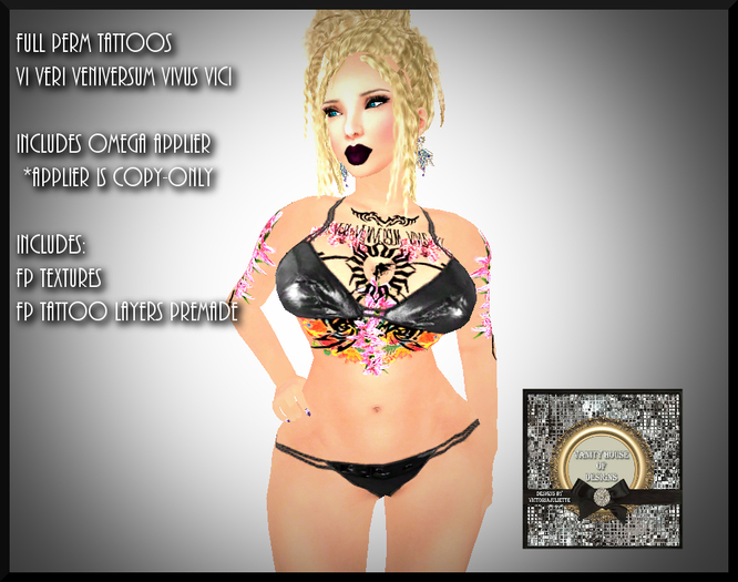 FULL PERM VHD Vi Veri Veniversum Vivus Vici Tattoos w/appliers (boxed)