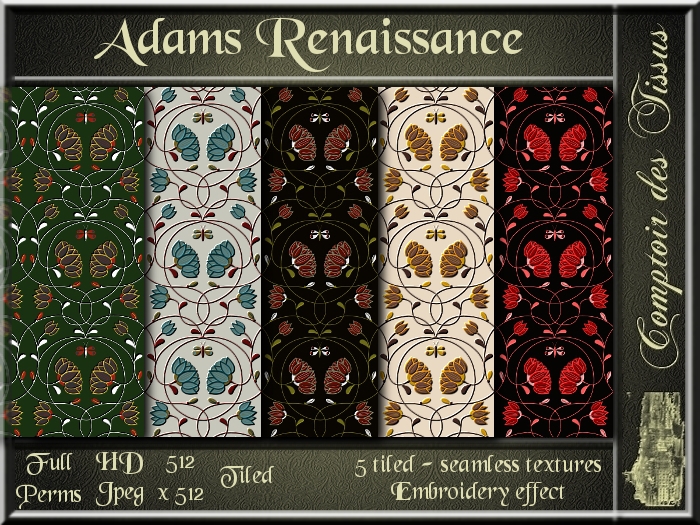 Adams Renaissance - 5 FULL PERMS Textures