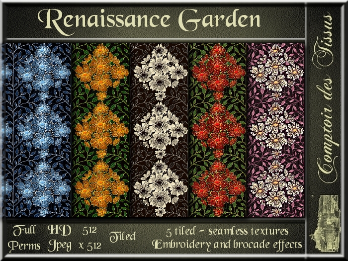 Renaissance Garden - 5 FULL PERMS Textures