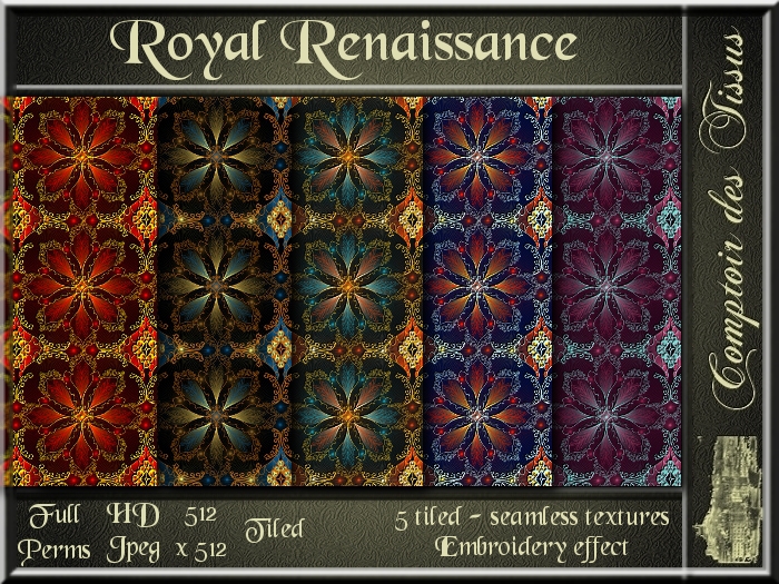 Royal Renaissance - 5 FULL PERMS Textures