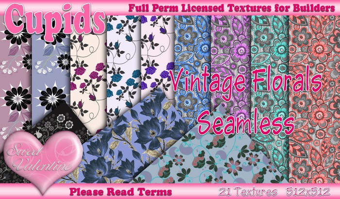 *Cupids Textures * 21 VINTAGE FLORALS SEAMLESS
