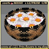 LW_ Mesh Bowl of Daisies - Pink Yellow