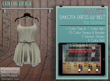 Addams - Womens Mesh Dress with Belt -Maitreya,Belleza,Slink,Dress Dakota Beige