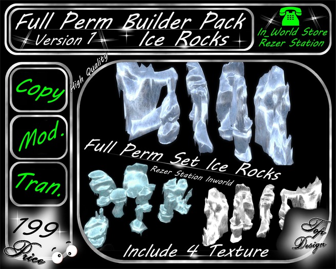 * Full Perm * 9 Mesh Ice Rocks Set * Include 4 Texture *