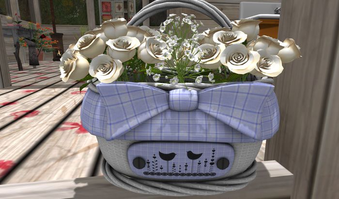 CJ 4 Dozen Roses in Basket with Babybreath - Blue