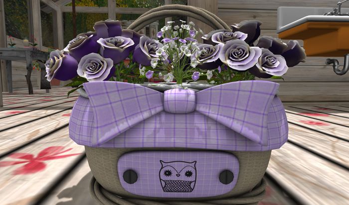CJ 4 Dozen Roses Basket Purple 