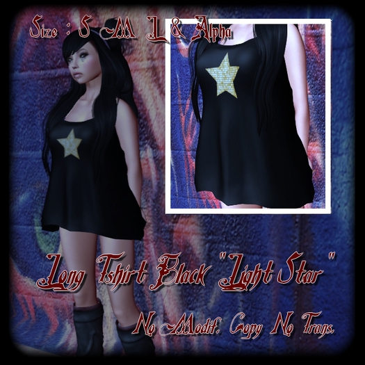 *~BroKenDoLl~* Long Tshirt Black "Light Star" Box