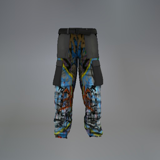 Blue Graffiti Mesh Pants