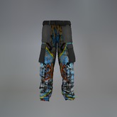 Blue Graffiti Mesh Pants box
