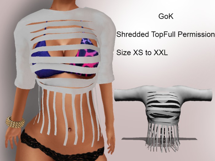 GoK- FULL PERM MESH shredded Top