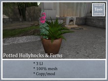 [ELPI] Big pot w. Hollyhocks & ferns - Boxed