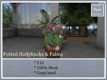 [ELPI] Big pot w. Hollyhocks & palms - Boxed