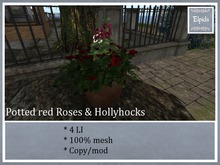 [ELPI] Big pot w. red roses and hollyhock - Boxed