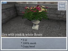 [Elpi] Urn with pink & white roses - Boxed