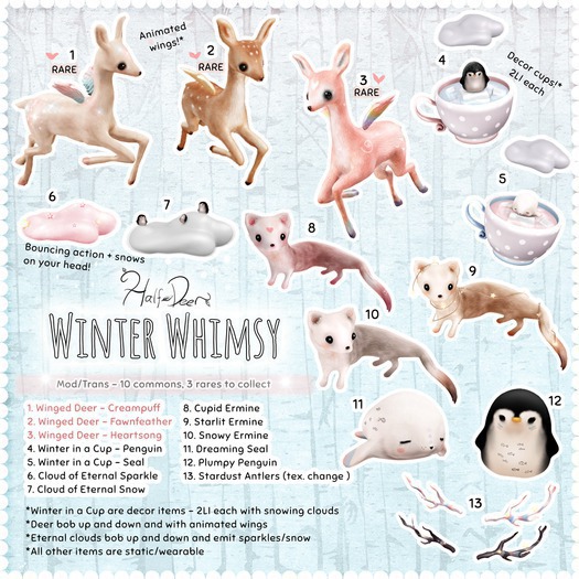+Half-Deer+ Winter Whimsy - Winged Deer (Heartsong) RARE