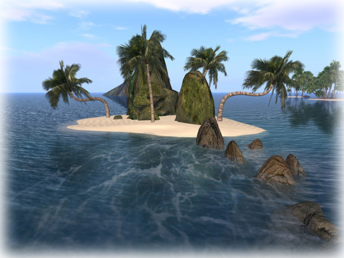 Out off sim little island with sea rocks