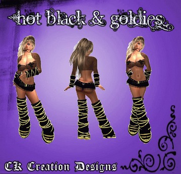 Second Life Marketplace - Hot Black & Gold Outfit (Gift Box)