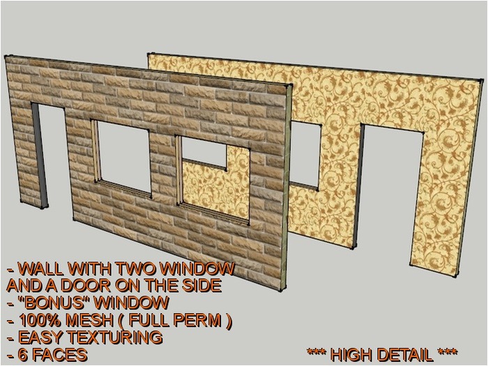 Wall With 2w +1d  Side( MESH/FULL PERM  )(AL)