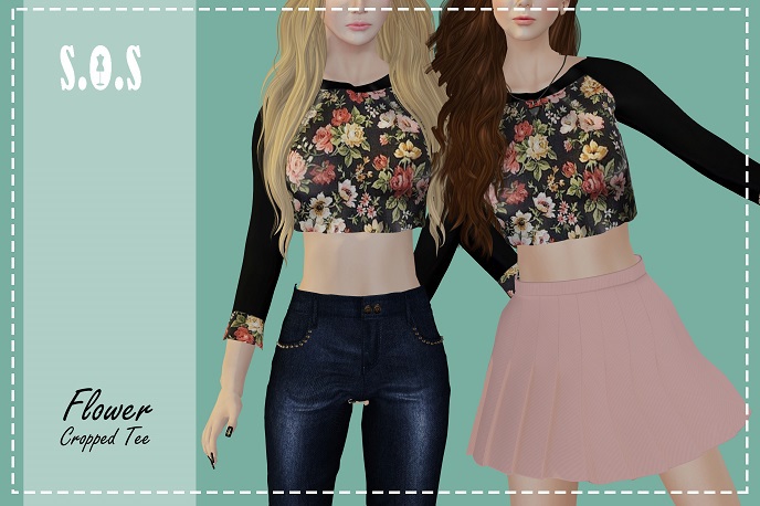 [S.O.S] Black Floral  Tee