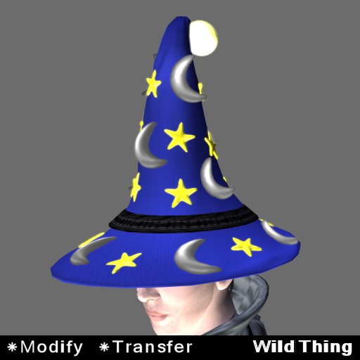 (WildThing) *- Wizard Hat - Moons+Stars - Blue -*