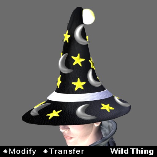 (WildThing) *- Wizard Hat - Moons+Stars - Black -*