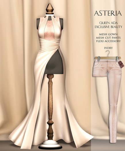 Asteria Creations - Queen Ada Mesh Gown Set - Ivory