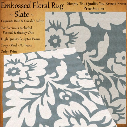 *PV* Embossed Floral Rug - Slate