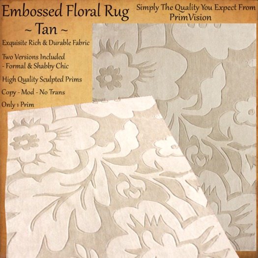 *PV* Embossed Floral Rug - Tan