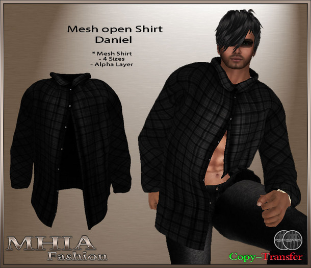 [MHIA] Daniel Mesh open Shirt black