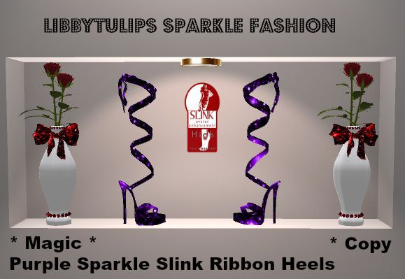 * Magic * Purple Sparkle Slink Ribbon Heels