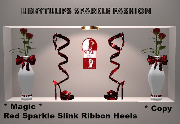* Magic * Red Sparkle Slink Ribbon Heels
