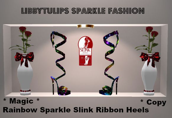 * Magic * Rainbow Sparkle Slink Ribbon Heels - Mesh
