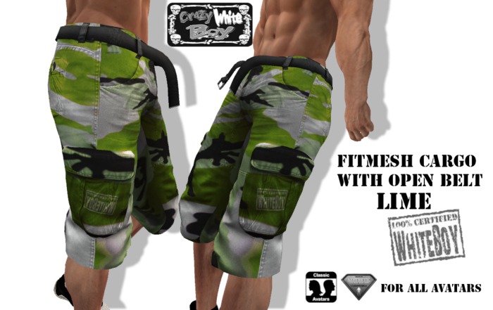 CWB~Cargo shorts  LIME ADD and click