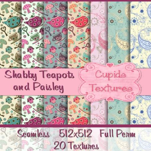 *Cupids Textures * 21 PRETTY PAISLEY and TEAPOTS