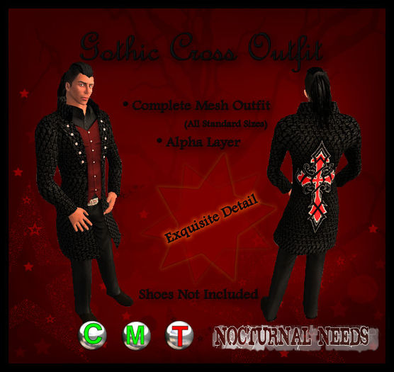 Mens Gothic Cross Outfit Mesh