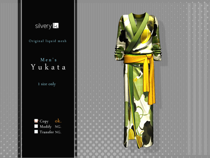 *:..Silvery K..:*Men's  Yukata 2015(Mesh)Green