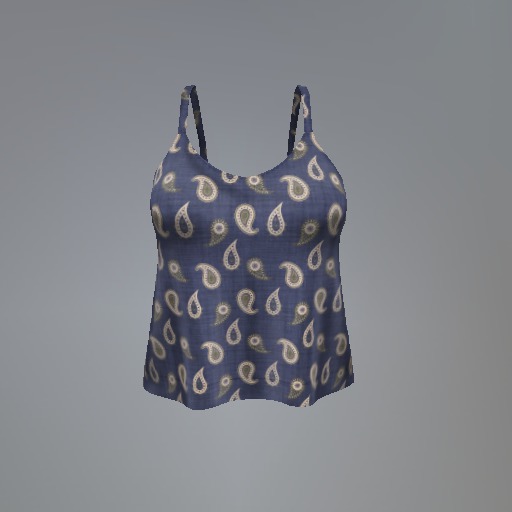 Navy Paisley Mesh Top