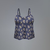 Navy Paisley Mesh Top