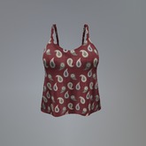 Wine Paisley Mesh Top