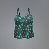Teal Paisley Mesh Top