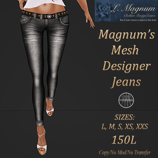 LMagnum Mesh Designer Jeans Cross Cuffed - Grey