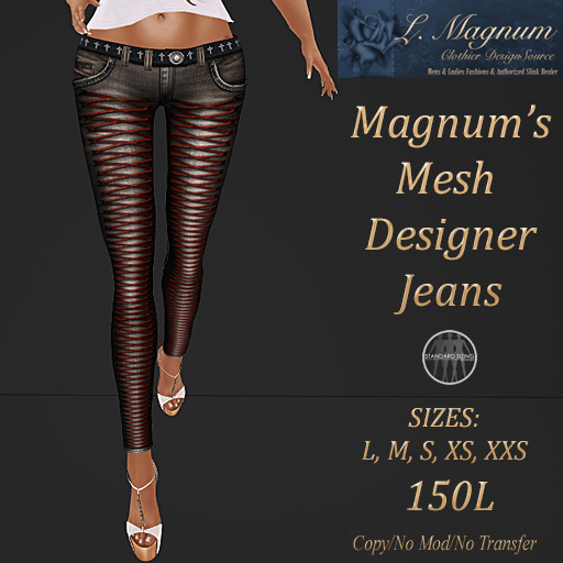 LMagnum Mesh Designer Jeans Stitches - Brown