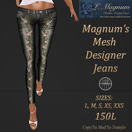 LMagnum Mesh Designer Jeans Hummingbirds - Olive
