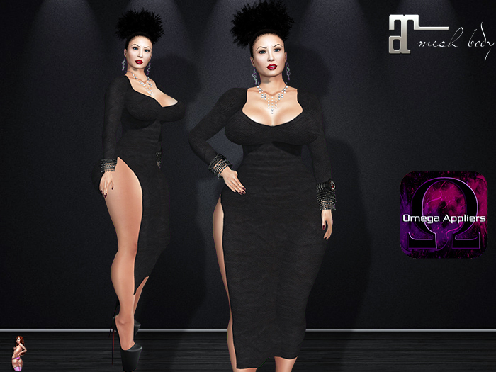 ~String Fashion~Applier Edition Black Side Slit Dress