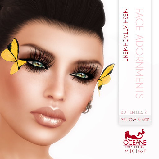 Limited item: Oceane - Mesh Butterflies 2 for Face - Yellow Black