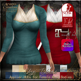 {AS} Skye Blouse Appliers & Classic System Layers: Slink, Maitreya, Omega; Bakes on Mesh (BoM) Compatible