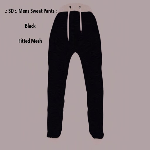 Second Life Marketplace . SD . Black W/White Trim Men Sweat Pants
