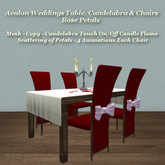 Avalon Wedding Table Square Rose Petals & Silver