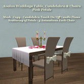 Avalon Wedding Table Square Pink Petals & Silver
