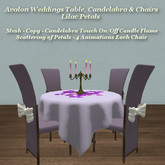 Avalon Wedding Table Round Lilac Petals & Silver